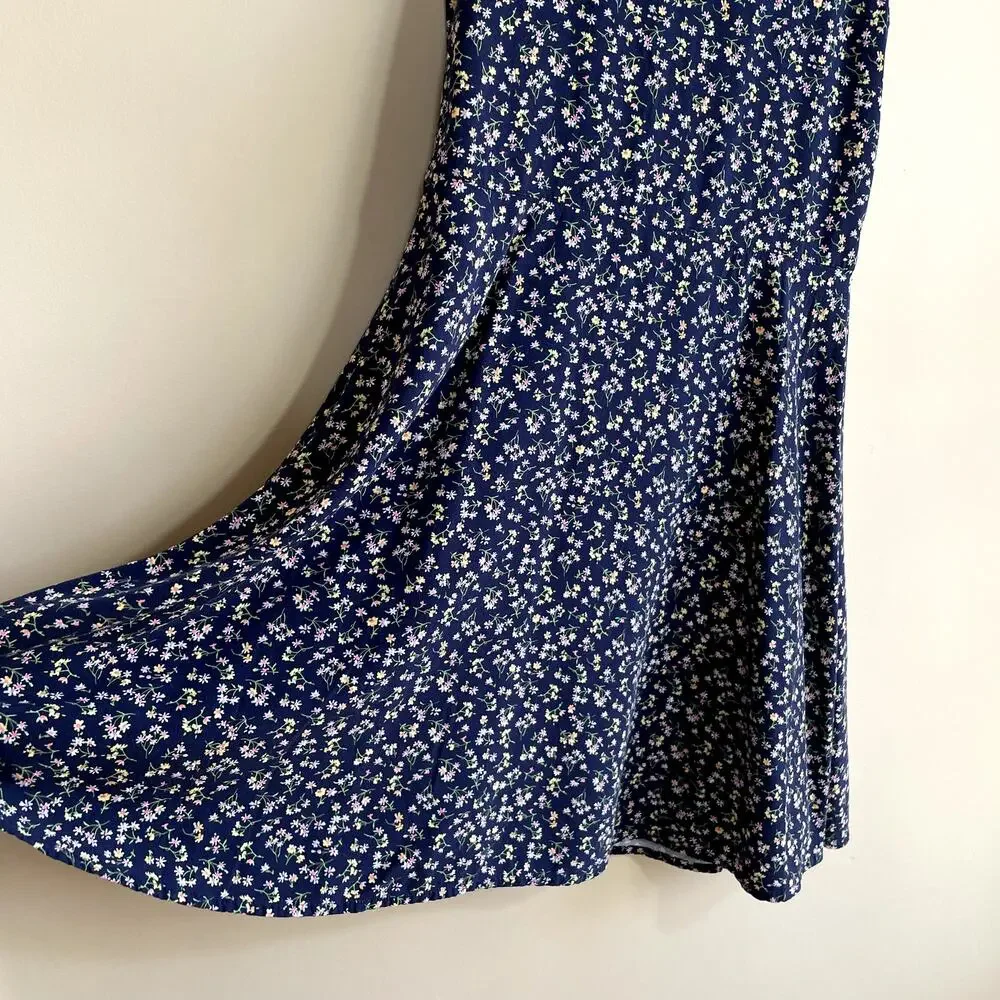 Gap kids floral navy sundress flowy skirt‎ kids size XL (12) rayon cap sleeves